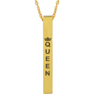                       MissMister  Brass Micron Goldplated Bar Shape Queen Fashion Pendant Men (MM0616PCKL)                                              