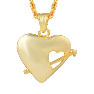                       MissMister  Brass Micron Goldplated Cupid Arrow Heartshape Pendant Men Women (MM1673PCSV)                                              