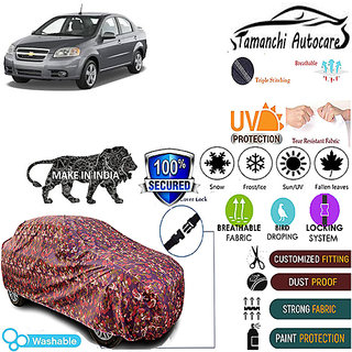 Tamanchi Autocare Cover Indoor Outdoor, All Weather Protection coverwith Triple Stitched for Chevrolet Aveo (Jungli) Tamanchi Autocare Cover Indoor Outdoor, All Weather Protection coverwith Triple Stitched for Chevrolet Aveo (Jungli)