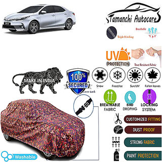 Tamanchi Autocare Cover Indoor Outdoor, All Weather Protection coverwith Triple Stitched for Toyota Corolla (Jungli) Tamanchi Autocare Cover Indoor Outdoor, All Weather Protection coverwith Triple Stitched for Toyota Corolla (Jungli)