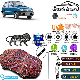                       Tamanchi Autocare Cover Indoor Outdoor, All Weather Protection  coverwith Triple Stitched for Maruti maruti 800 (Jungli)                                              