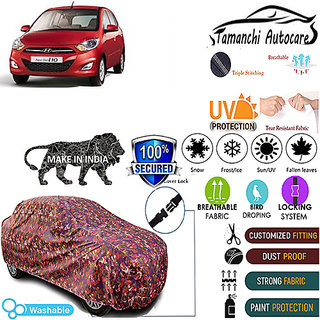                      Tamanchi Autocare Cover Indoor Outdoor, All Weather Protection  coverwith Triple Stitched for Hyundai I 10 (Jungli)                                              