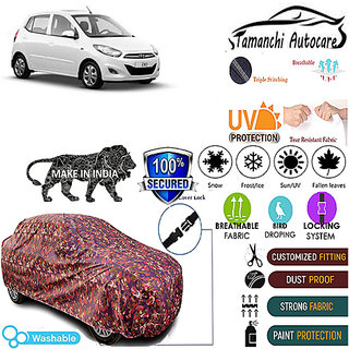                       Tamanchi Autocare Cover Indoor Outdoor, All Weather Protection  coverwith Triple Stitched for Hyundai i10 (Jungli)                                              
