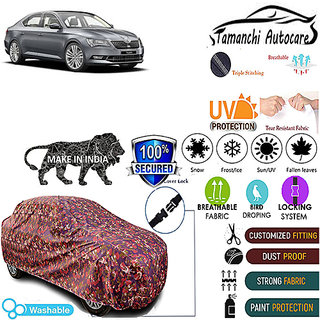Tamanchi Autocare Cover Indoor Outdoor, All Weather Protection coverwith Triple Stitched for Skoda Superb (Jungli) Tamanchi Autocare Cover Indoor Outdoor, All Weather Protection coverwith Triple Stitched for Skoda Superb (Jungli)