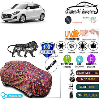 Tamanchi Autocare Cover Indoor Outdoor, All Weather Protection  coverwith Triple Stitched for Maruti Swift 2018 (Jungli)