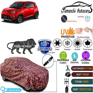                       Tamanchi Autocare Cover Indoor Outdoor, All Weather Protection  coverwith Triple Stitched for Mahindra KUV 100 (Jungli)                                              