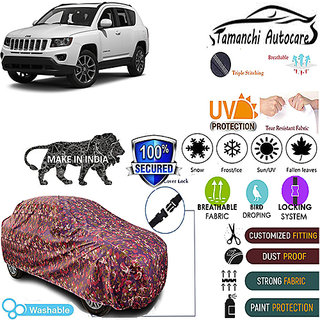 Tamanchi Autocare Cover Indoor Outdoor, All Weather Protection coverwith Triple Stitched for Jeep Compass 2020 (Jungli) Tamanchi Autocare Cover Indoor Outdoor, All Weather Protection coverwith Triple Stitched for Jeep Compass 2020 (Jungli)