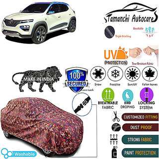                      Tamanchi Autocare Cover Indoor Outdoor, All Weather Protection  coverwith Triple Stitched for Renault Kwid EV (Jungli)                                              