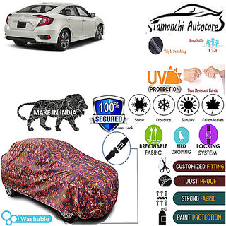 Tamanchi Autocare Cover Indoor Outdoor, All Weather Protection coverwith Triple Stitched for Honda Civic (Jungli) Tamanchi Autocare Cover Indoor Outdoor, All Weather Protection coverwith Triple Stitched for Honda Civic (Jungli)