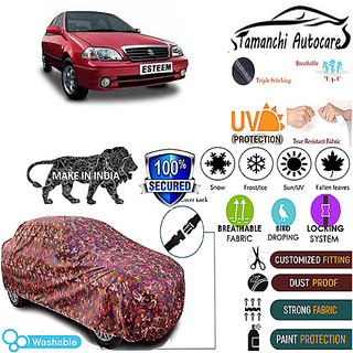                       Tamanchi Autocare Cover Indoor Outdoor, All Weather Protection  coverwith Triple Stitched for Maruti Esteem (Jungli)                                              