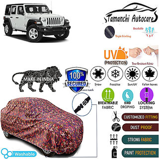 Tamanchi Autocare Cover Indoor Outdoor, All Weather Protection coverwith Triple Stitched for Jeep Jeep (Jungli) Tamanchi Autocare Cover Indoor Outdoor, All Weather Protection coverwith Triple Stitched for Jeep Jeep (Jungli)