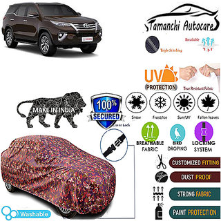 Tamanchi Autocare Cover Indoor Outdoor, All Weather Protection coverwith Triple Stitched for Toyota Fortuner (Jungli) Tamanchi Autocare Cover Indoor Outdoor, All Weather Protection coverwith Triple Stitched for Toyota Fortuner (Jungli)