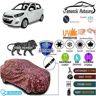                       Tamanchi Autocare Cover Indoor Outdoor, All Weather Protection  coverwith Triple Stitched for Hyundai I-10 (Jungli)                                              