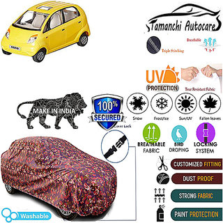                       Tamanchi Autocare Cover Indoor Outdoor, All Weather Protection  coverwith Triple Stitched for Tata Nano (Jungli)                                              