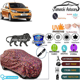                       Tamanchi Autocare Cover Indoor Outdoor, All Weather Protection  coverwith Triple Stitched for Tata Tiago (Jungli)                                              