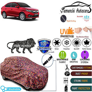                       Tamanchi Autocare Cover Indoor Outdoor, All Weather Protection  coverwith Triple Stitched for Honda Amaze (Jungli)                                              