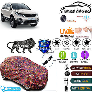                       Tamanchi Autocare Cover Indoor Outdoor, All Weather Protection  coverwith Triple Stitched for Tata Hexa (Jungli)                                              