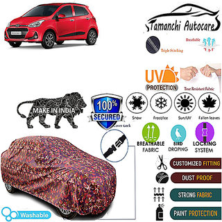                       Tamanchi Autocare Cover Indoor Outdoor, All Weather Protection  coverwith Triple Stitched for Hyundai i10 Grand (Jungli)                                              