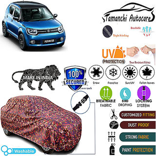 Tamanchi Autocare Cover Indoor Outdoor, All Weather Protection coverwith Triple Stitched for Maruti Ignis (Jungli) Tamanchi Autocare Cover Indoor Outdoor, All Weather Protection coverwith Triple Stitched for Maruti Ignis (Jungli)