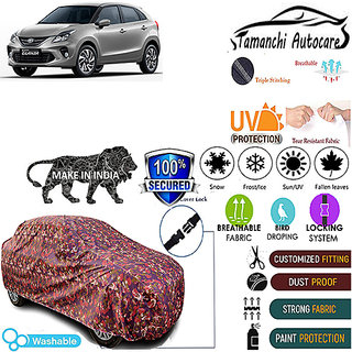 Tamanchi Autocare Cover Indoor Outdoor, All Weather Protection coverwith Triple Stitched for Toyota Glanza (Jungli) Tamanchi Autocare Cover Indoor Outdoor, All Weather Protection coverwith Triple Stitched for Toyota Glanza (Jungli)