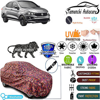 Tamanchi Autocare Cover Indoor Outdoor, All Weather Protection coverwith Triple Stitched for Fiat Cronos (Jungli) Tamanchi Autocare Cover Indoor Outdoor, All Weather Protection coverwith Triple Stitched for Fiat Cronos (Jungli)