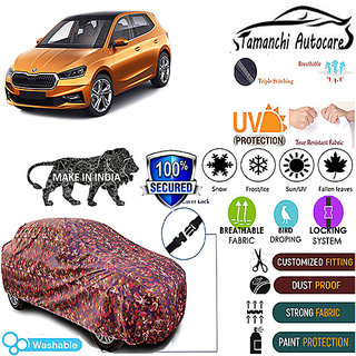 Tamanchi Autocare Cover Indoor Outdoor, All Weather Protection coverwith Triple Stitched for Skoda Fabia 2022 (Jungli) Tamanchi Autocare Cover Indoor Outdoor, All Weather Protection coverwith Triple Stitched for Skoda Fabia 2022 (Jungli)