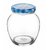Matka Glass Jar for Storage of Spices  Dry Fruit, Air Tight Blue Checks Metal Lid Set of 6 (Blue Checks-400 ml)