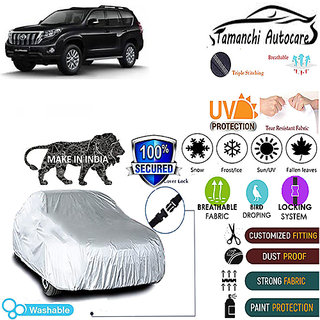 Tamanchi Autocare Cover Indoor Outdoor, All Weather Protection  coverwith Triple Stitched for Toyota Prado (Silver)