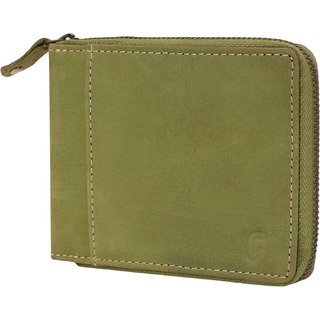                       Men Green Genuine Leather RFID Wallet - Mini  (6 Card Slots)                                              