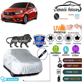 Tamanchi Autocare Cover Indoor Outdoor, All Weather Protection  coverwith Triple Stitched for Honda Brio 2020 (Silver)