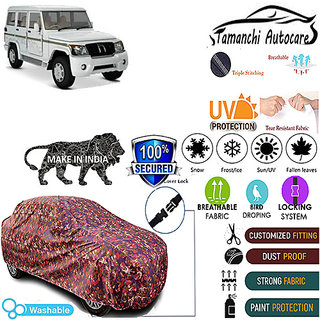 Tamanchi Autocare Cover Indoor Outdoor, All Weather Protection coverwith Triple Stitched for Mahindra Bolero (Jungli) Tamanchi Autocare Cover Indoor Outdoor, All Weather Protection coverwith Triple Stitched for Mahindra Bolero (Jungli)