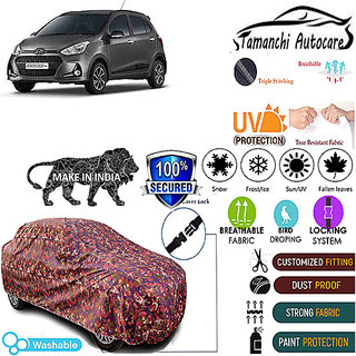                       Tamanchi Autocare Cover Indoor Outdoor, All Weather Protection  coverwith Triple Stitched for Hyundai Grand i10 (Jungli)                                              