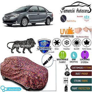                       Tamanchi Autocare Cover Indoor Outdoor, All Weather Protection  coverwith Triple Stitched for Toyota Etios (Jungli)                                              
