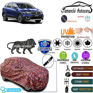                       Tamanchi Autocare Cover Indoor Outdoor, All Weather Protection  coverwith Triple Stitched for Maruti S-Cross (Jungli)                                              