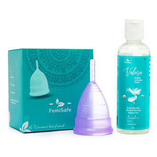 FemiSafe Reusable Menstrual Cup + Herbal Intimate Wash Combo (LARGE)