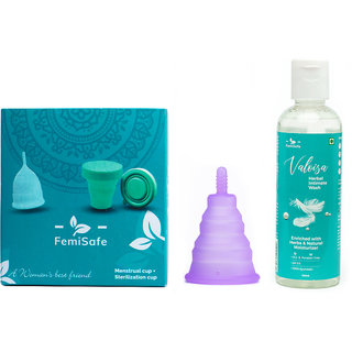 FemiSafe Pocket Reusable Menstrual Cup (SMALL) + Herbal Intimate Wash Combo