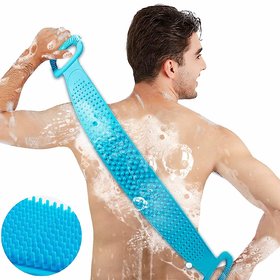 Double Sided Silicon Body Scrubber Belt for Bath, Back Scrubbing, Brush or Washer for Dead Skin Removal for Mens, Women