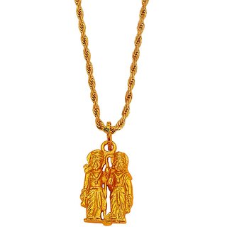                       M Men Style Lord Ram Sita Religious Hindu God Pendant Temple Jewellery  Gold  Brass Religious Jewellery For Unisex                                              