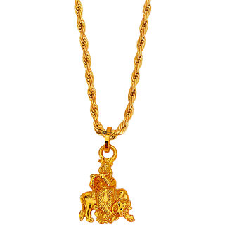                       M Men StyleSmall Cute Fluting Krishna with Kamdhenu Cow Hindu God Jewellery Gold  Brass Religious Jewellery  For Unisex                                              