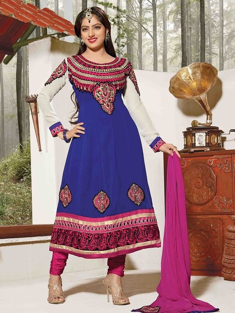 Buy Resplendent Embroidered Anarkali Blue Unstitched Salwar Kameez By atisundar 41423221002 Online 895 from ShopClues