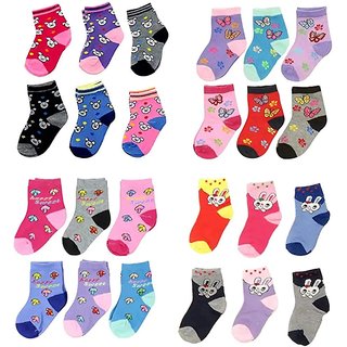 HF Roopsi (0-12 Months) Kids Cotton Multicolor Ankle Socks (Pack of 12 Pairs) for age(0-12months)