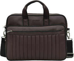 AQUADOR laptop cum messenger bag with brown faux vegan leather(AB-S-1520-Brown)