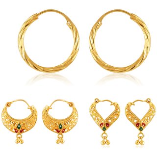Vighnaharta Allure Beautiful Gold Plated Clip on Bucket,basket and Chand Bali earring Combo Vighnaharta Allure Beautiful Gold Plated Clip on Bucket,basket and Chand Bali earring Combo
