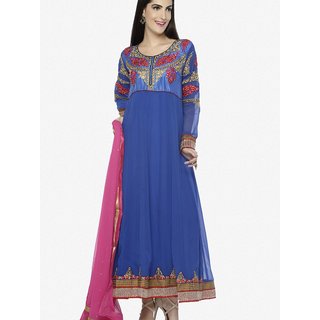 Buy Net and Faux georgette atisundar ravishing Blue embroidered