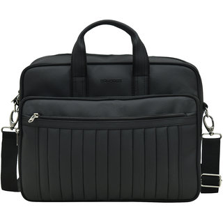                       AQUADOR laptop cum messenger bag with black faux vegan leather(AB-S-1520-Black)                                              