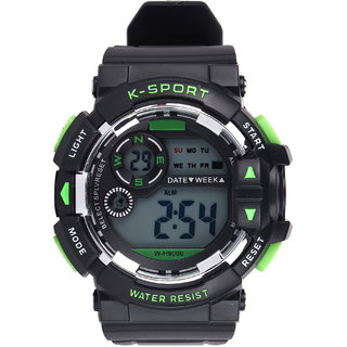 Lasika W H9006 Black Green Multifunction Sports Watch SW017