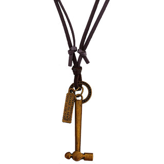                      M Men Style Fancy Hammer Braided Black Leather Rope Locket Adjustable Leather Cord Gold Black Bronze Pendant For Unisex                                              