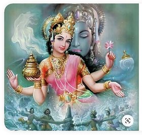 Style UR Home - Godess Laxmi with Narayan Wall Paper  24 x 24 - Vinyl Non Tearable High Quality Printed Poster