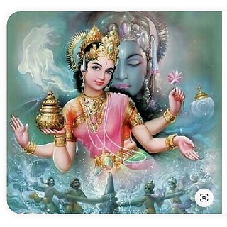 Style UR Home - Godess Laxmi with Narayan Wall Paper  24 x 24 - Vinyl Non Tearable High Quality Printed Poster