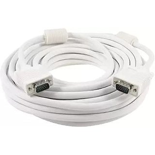 Bellara Heavy Thin Flat Type 1.5m VGA Cable (Compatible with Computer, White, One Cable)